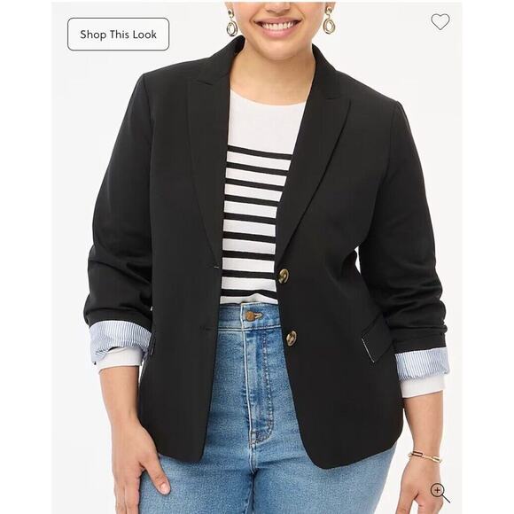 J.Crew Women’s Black Cotton-Blend Blazer Size 4 | NWT Two-Button Workwear Jacket - Picture 9 of 11